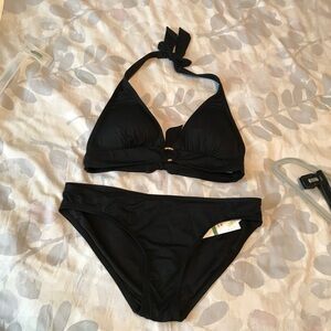 NWT MICHAEL Michael Kors Black Halter Bikini